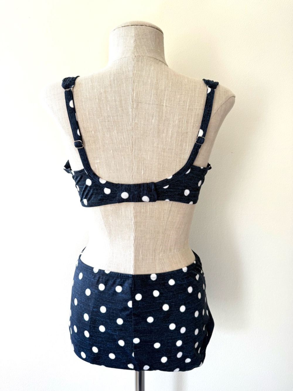 Miraclesuit Equinox Norma Jean Pinup Navy Polka Dot Retro High Waist Bikini Set - Picture 4 of 16